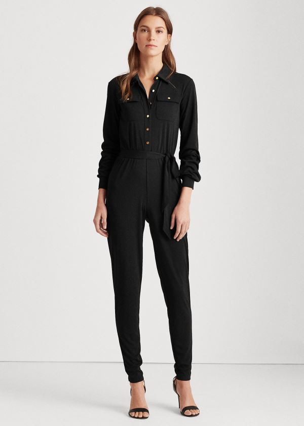 Jumpsuits Ralph Lauren Mujer Negros - Buttoned Jersey - UHCTW7236